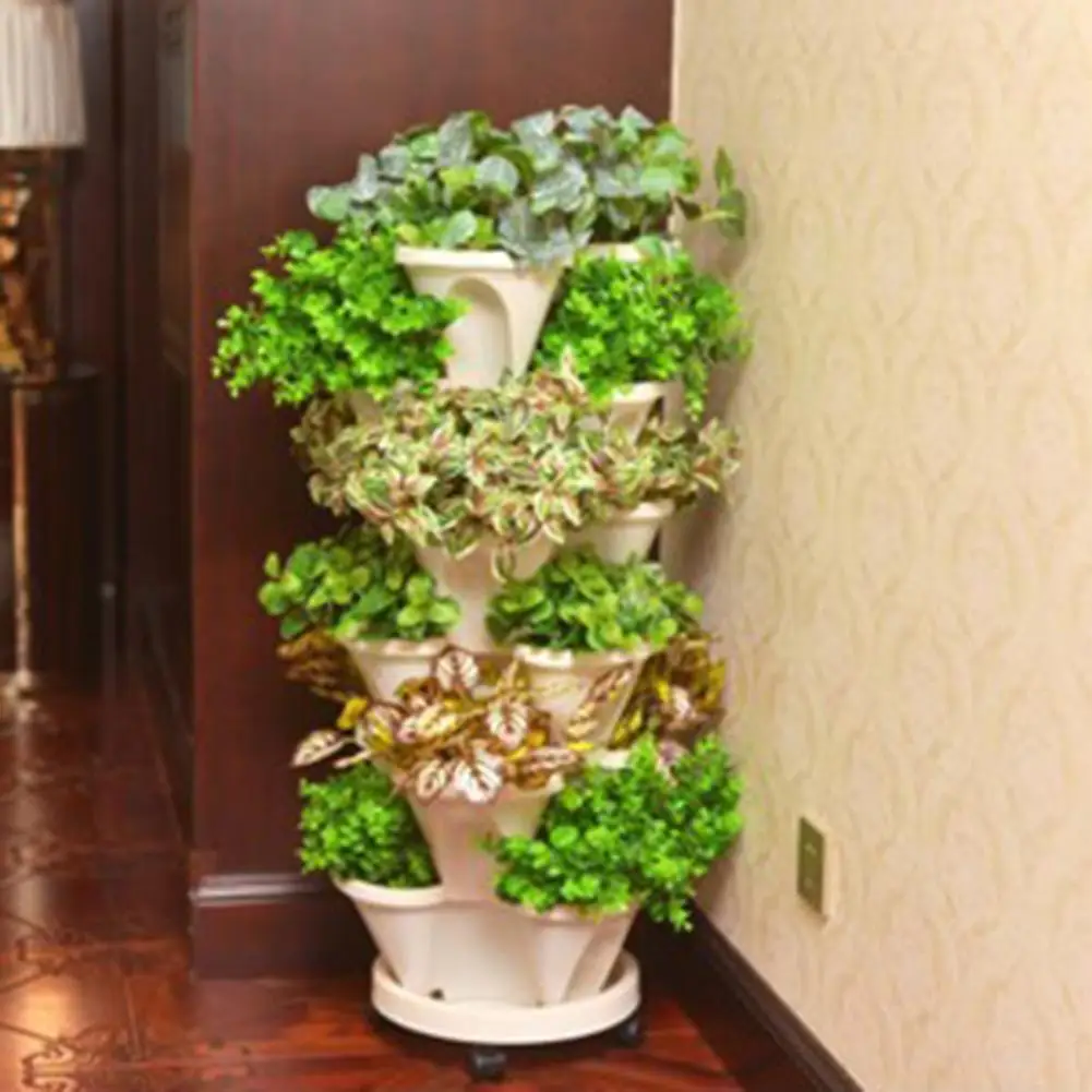 

Flower Pot Vertical Flower Plant Pot Non-slip Wide Application Plastic Sturdy Assorted Planter Household Supplies