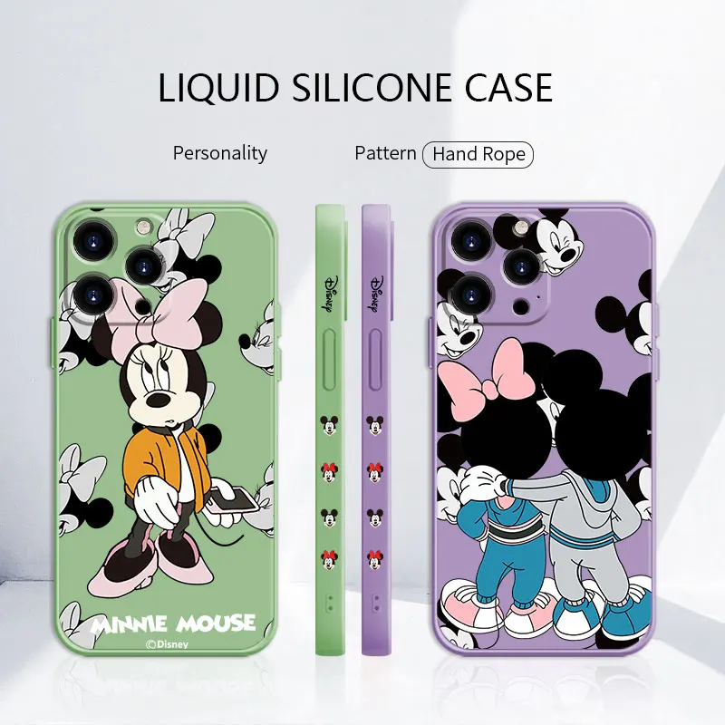 

Miss Minnie Candy Color Silicone Case For iPhone 13 12 11 Pro Max Mini X XR XS Max 7 8 6 6s Plus SE Liquid Cover