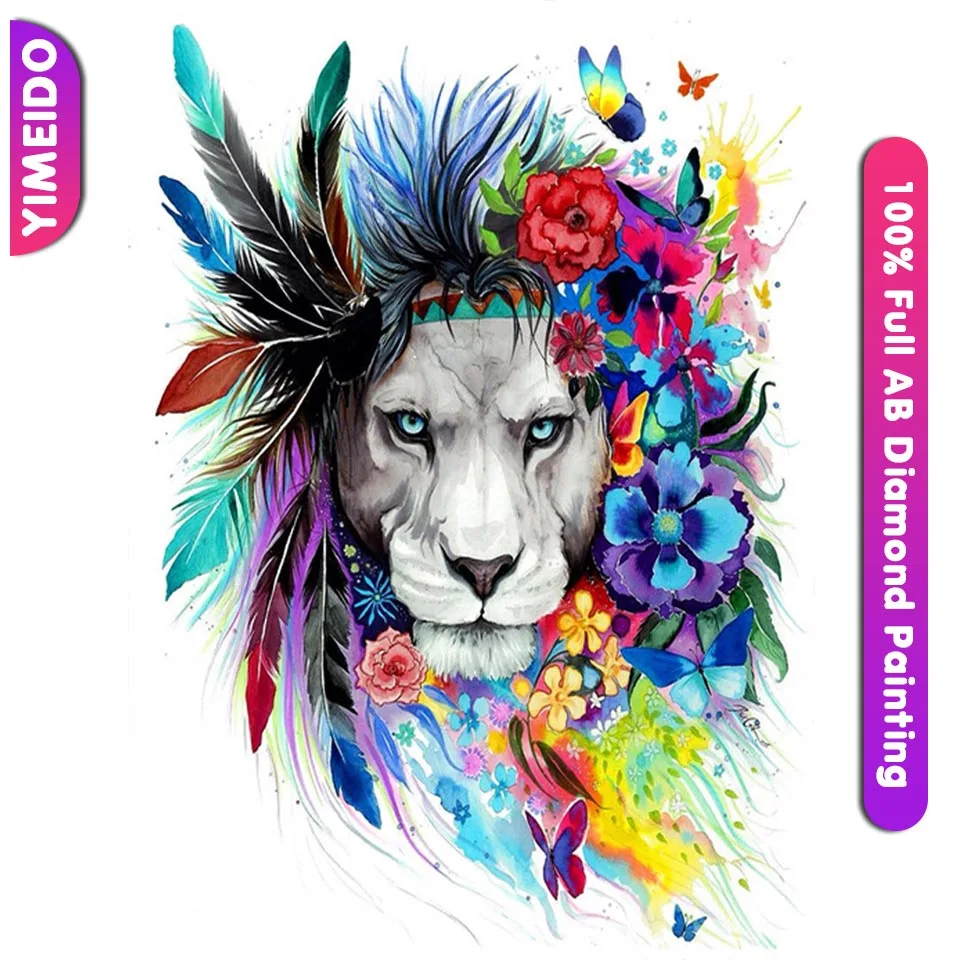 

YIMEIDO 5D 100% AB алмазная живопись тигр лев ремесла полная Алмазная вышивка животные мозаика Стразы Вышивка крестиком домашний декор