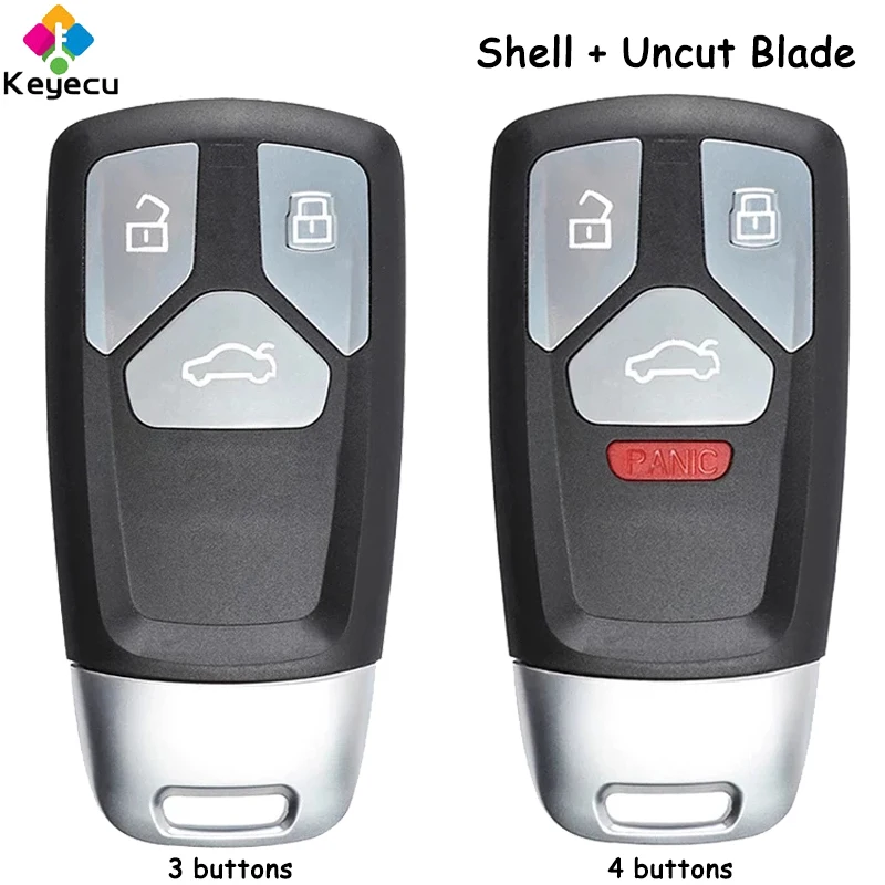 

KEYECU Smart Remote Control Car Key Shell Case Cover With 3/ 4 Buttons Fob for Audi TT A4 A5 S4 S5 Q7 SQ7 2017 2018 2019 2020 21