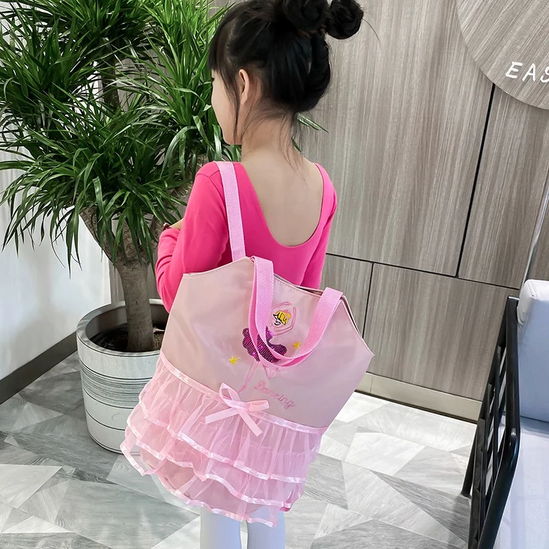 New Children Latin Ballet Dance Backpacks Girls Princess Fashion Bow Lace Dance School Bags Embroidery Drop Shipping New 2023