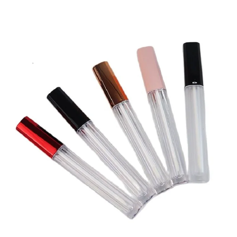 

4.5ML Lipgloss Tubes Gold Black Square Liquid Lipstick Packaging Makeup Lip Glaze Bottle Custom Logo Lip Gloss Wand Tubes 50pcs