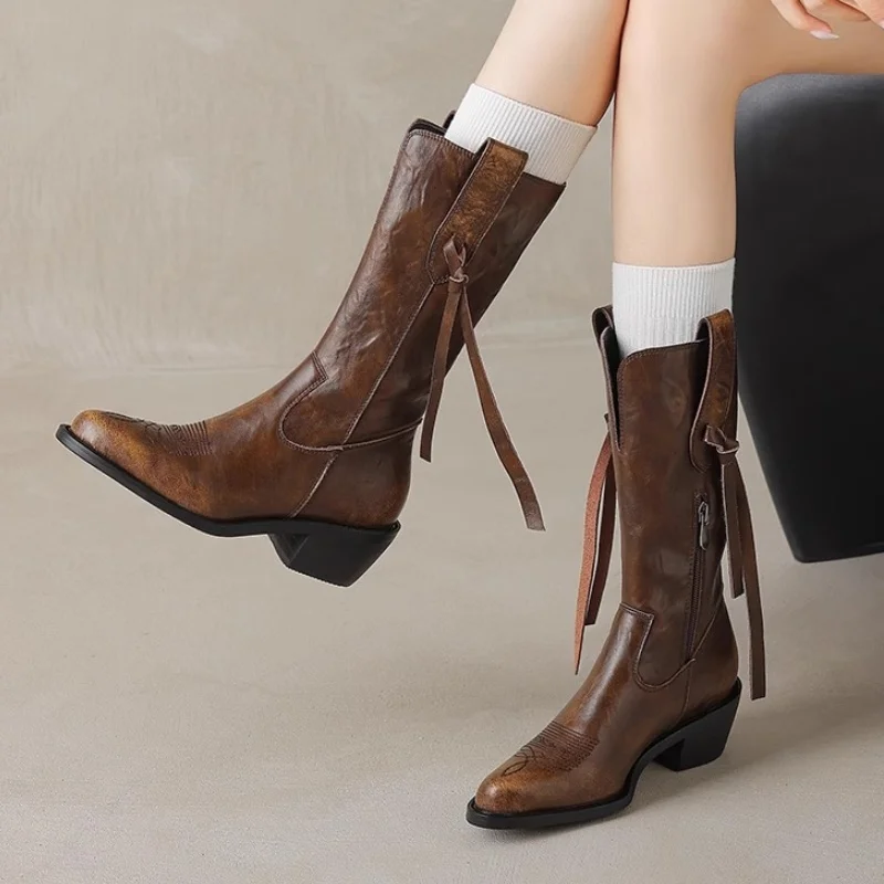 Женские ботинки челси на среднем каблуке зимние ботинки-гладиаторы новинка 2025