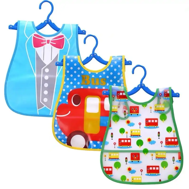

3PC Waterproof Baby Bibs for Coloured Babies; Sleeveless Food Apron Boys