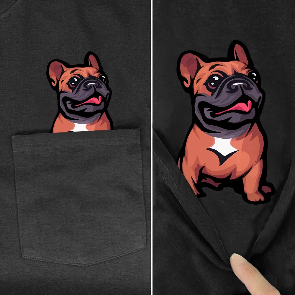 

CLOOCL Women's T-shirts Fashion Animals Bulldog Printed Pocket Tops Harajuku Hip Hop Short Sleeve Graphic Tee Dropshipping