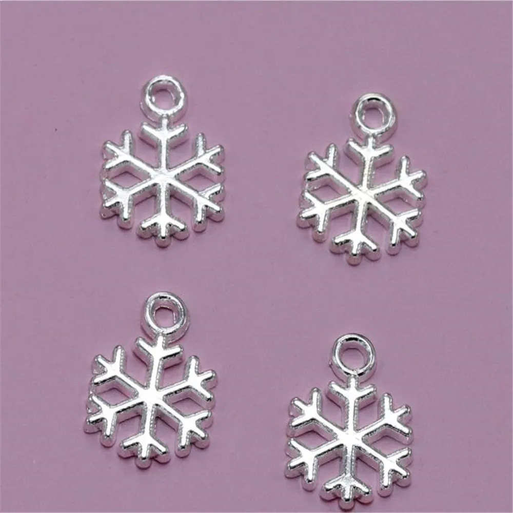 100pcs Christmas Snowflake pendant necklace Clothing accessories DIY Jewelry bright silver, Bracelet accessorie