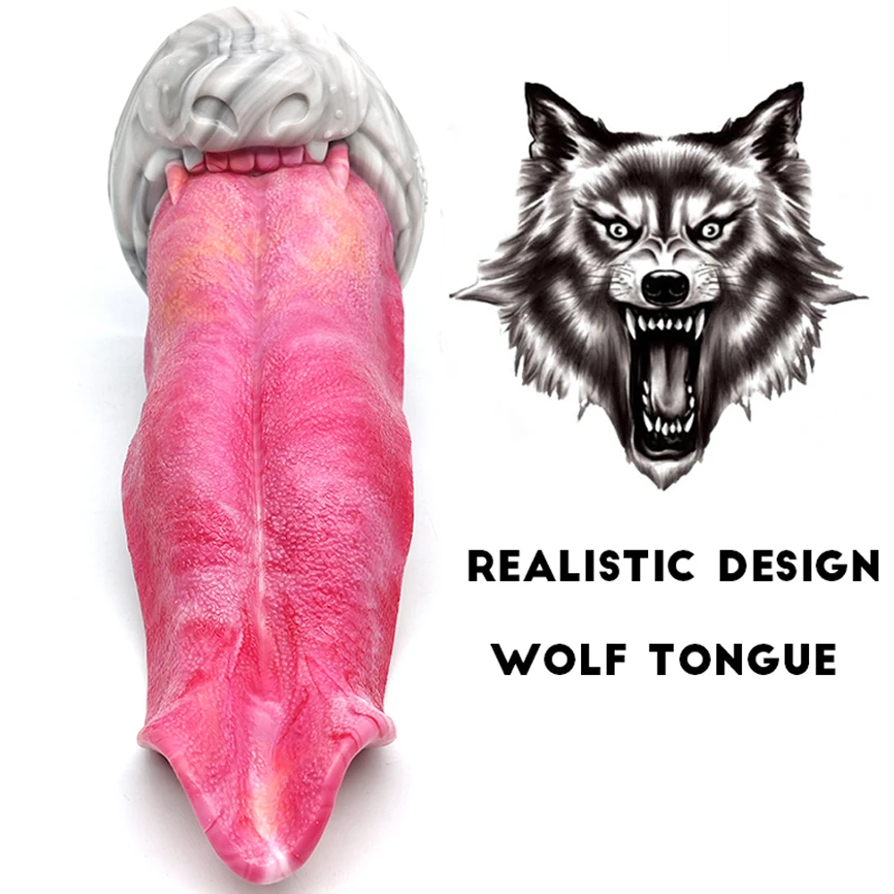 FAAK 2022 Color Animal wolf tongue Thick dildo anal plug male and female anal sex toys tongue vagina anal masturbation sex toys