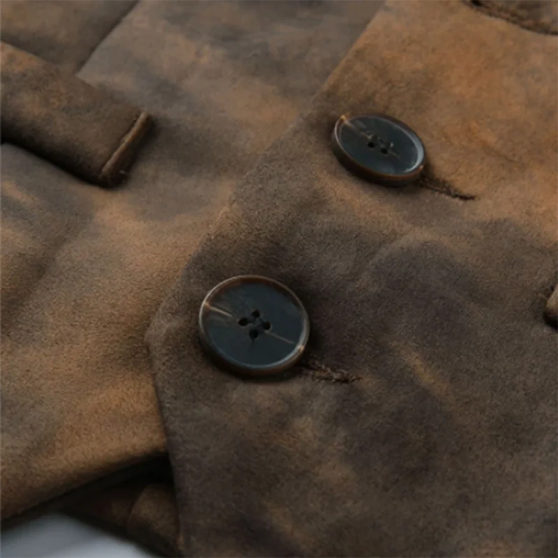 Мужской костюм в стиле ретро из коровьей кожи жилет Западном ковбойском брикет |