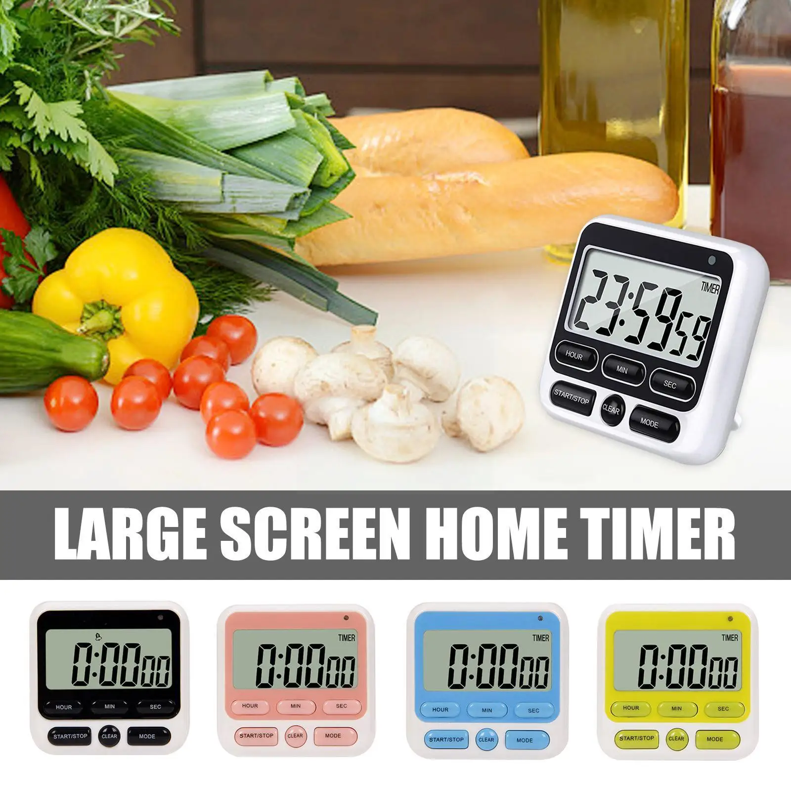 

Kitchen Cooking LCD Digital Timer With Alarm Count Alarm Switch Clock Prompt Adjustable Power Switch And Multifunction Colo V3Y3