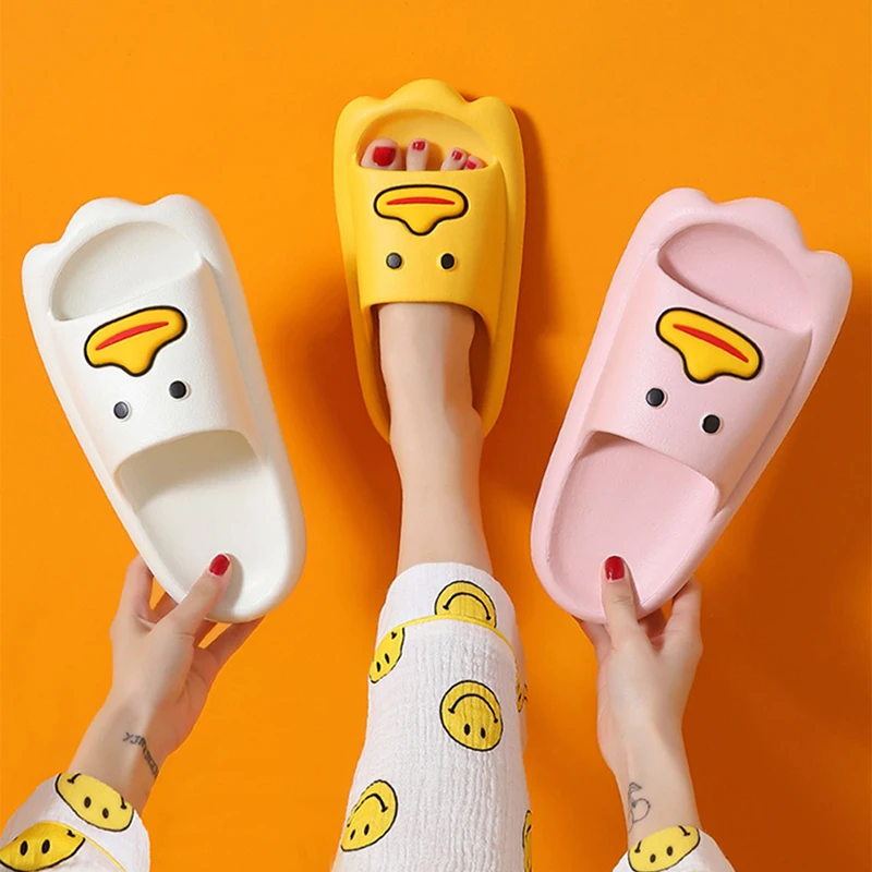 Creative Cartoon Duck Pattern Slipper Summer Bathroom Sandals With Thick Sole For Women And Men Home Indoor Anti-slip Shoes