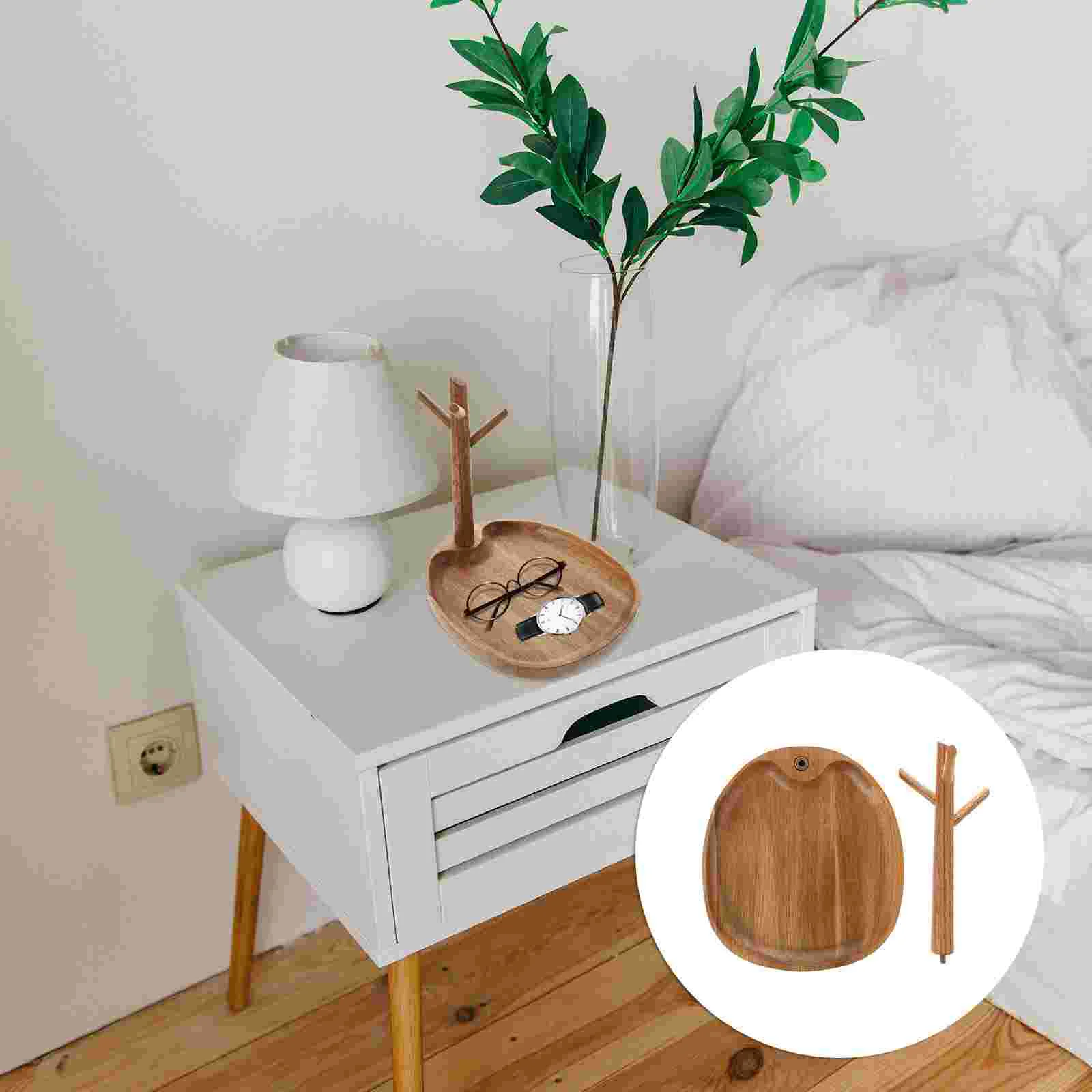 

Key Wooden Rack Holder Organizer Stand Decor Home Storage Jewelry Ornament Desktop Hangingring Small Pallets Double Table