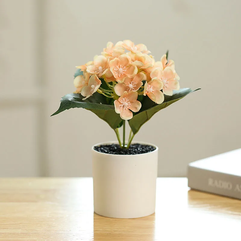 

New Silk Flower Small Hydrangea Bonsai Silk Flower Green Plant Creative Indoor Decoration Simulation Flower Artificial Plant