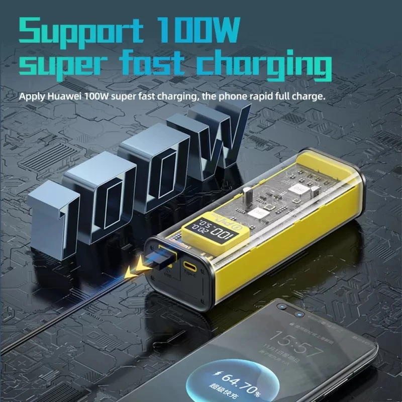 Внешний аккумулятор 100 Вт 20000 мАч PD20W USB C быстрая зарядка