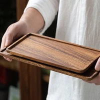 1x japanese style wooden rectangular tea tray coffee cup tray dessert sundries storage tray home desktop decoration tray