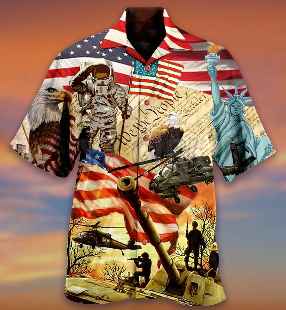 America Proud Happy Day Hawaiian Shirt 3D All Over Printed Hawaiian Shirt Men's For Women's Harajuku Casual Shirt Unisex
