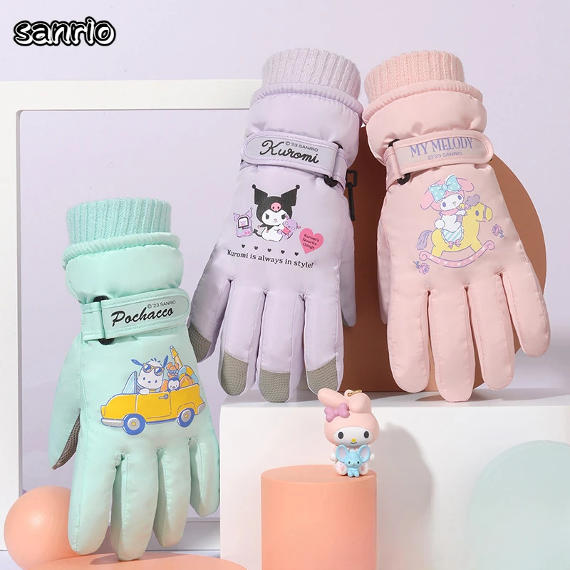 

Детские перчатки Kawaii Sanrio My Melody Kuromi Pachacco, высококачественные зимние теплые перчатки, водонепроницаемые утепленные варежки с пальцами
