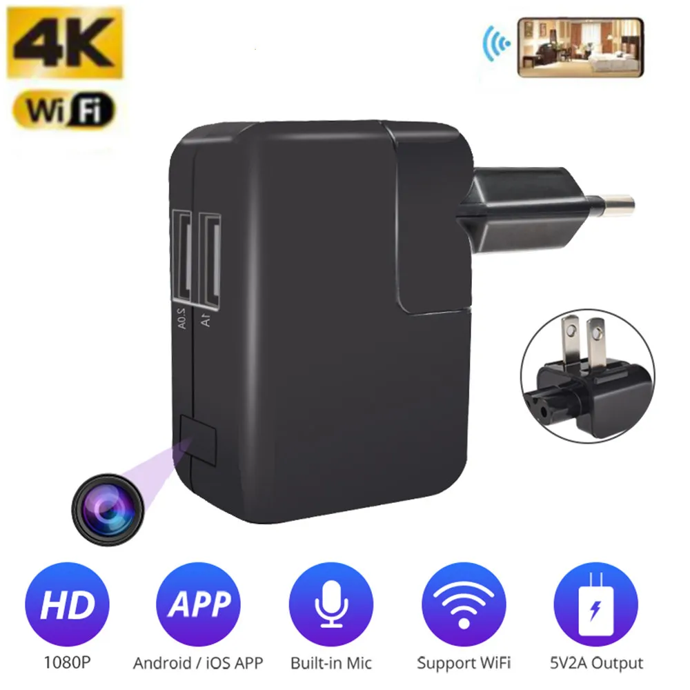 

Камера видеонаблюдения s HD 4K, мини-камера с подключением к Wi-Fi, Usb-видеорегистратор, умное зарядное устройство 5 в 1 а/2 А, беспроводная видеокам...