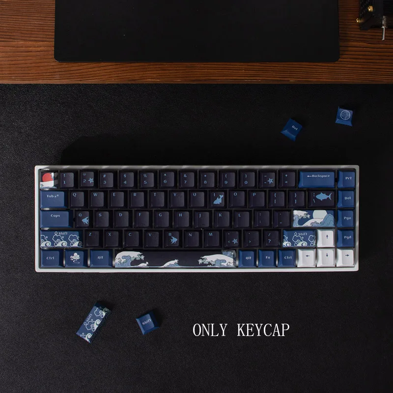 

Ukiyoe коралловый море 78 клавиш Вишневый профиль PBT краситель-Sub черный английский клонированный колпачок для механической игровой клавиатуры