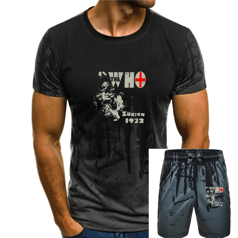 The Who Mens T Shirt Zurich 1972 Distressed Rocking Band Image