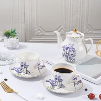 ceramic coffee cup and saucer set luxury beautiful aftermoon tea mug couple gift european kupa bardak kitchen accessories