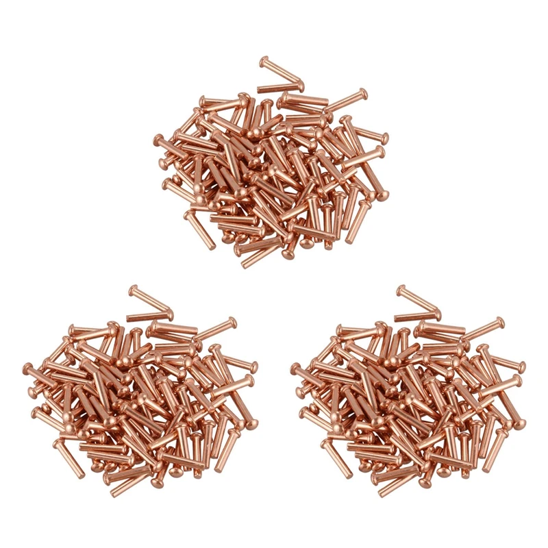 

300 Pcs 5/64Inch X 25/64Inch Round Head Copper Solid Rivets Fasteners