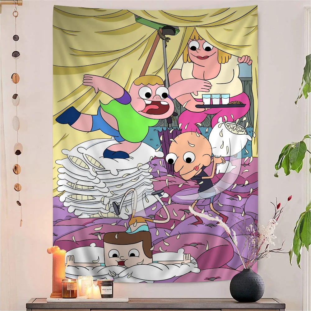 Cartoon C-Clarences Tapestry Art Printing Bohemian Wall Tapestries Mandala Decor Blanket