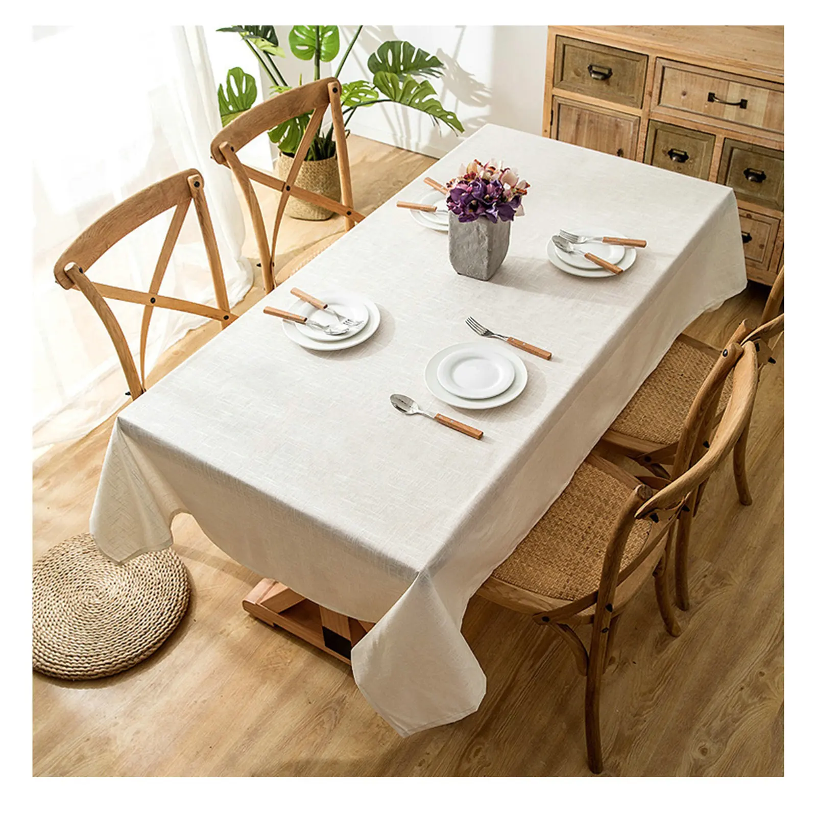 

Льняные скатерти, водонепроницаемые скатерти для стола, однотонный белый обеденный стол, кофейный столик