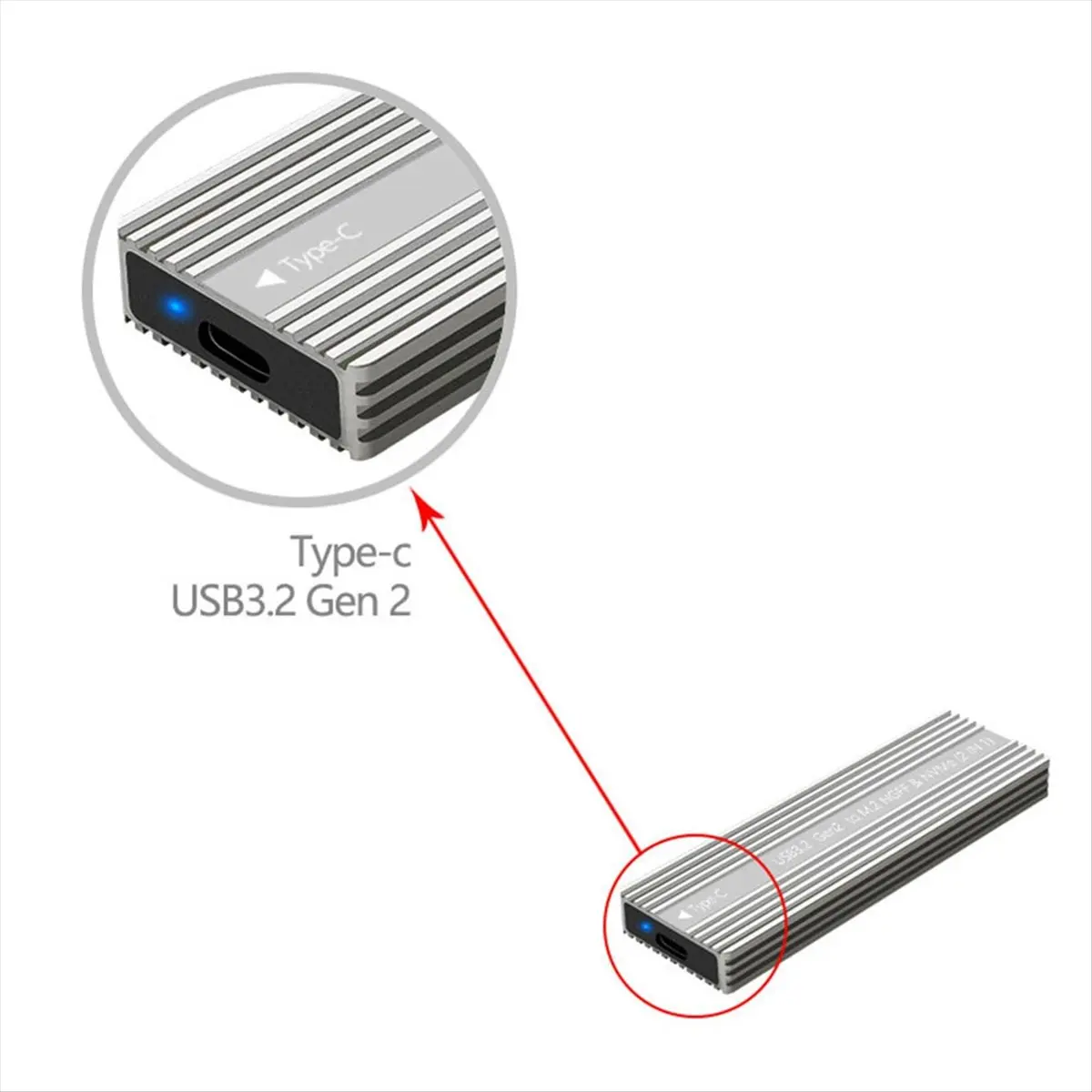 НОВАЯ АКЦИЯ: Корпус для M.2 SSD USB 3.2 Type-C, металлический, с охлаждением, поддержка SATANVMe, для двух протоколов, модель B (art.: 3920dbbbd7c10) - 3920dbbbd7c10