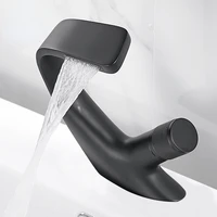 Faucets Matte Black Modern Bathroom Mixer Tap Brass Washbasin Faucet Single Handle Single Hole Elegant Crane  855818