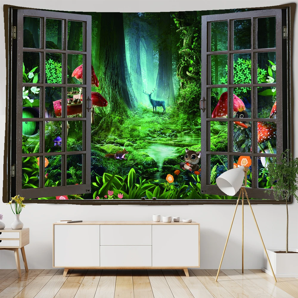 Искусственное окно искусственный гобелен настенный подвесной дешевый хиппи