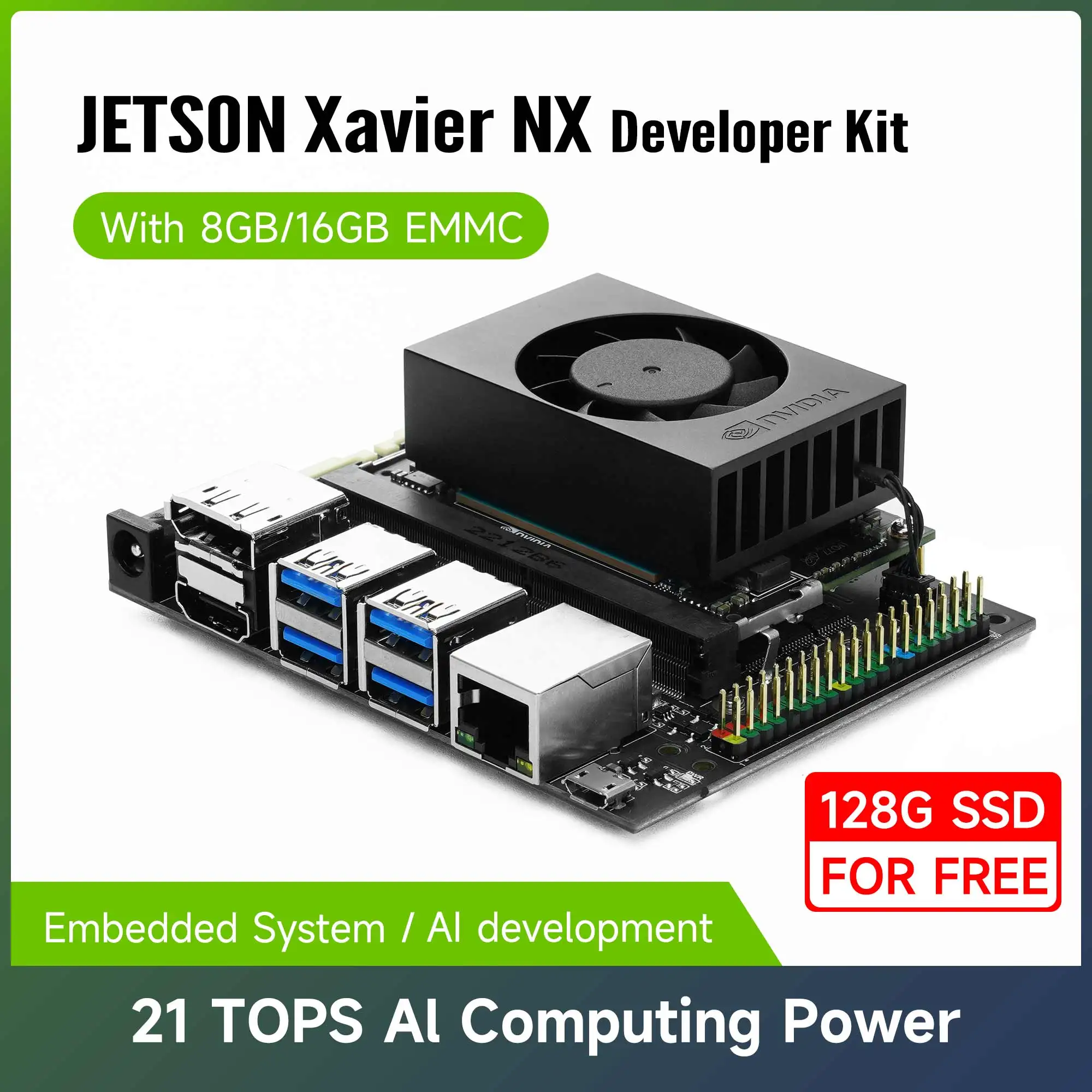 Jetson Xavier NX Developer Kit  AI Embedded Development Board Module with Cooling Fan Small Computer for Edge Computing