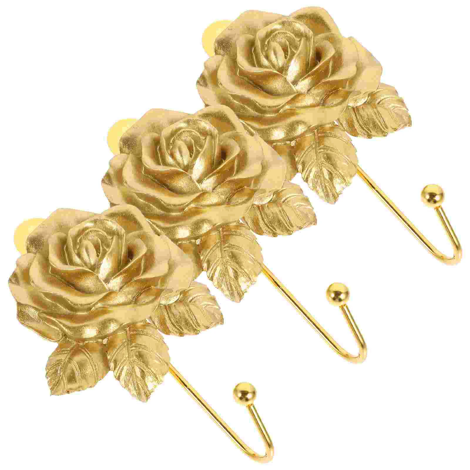 

3 Pcs Rose Hook Wall Storage Kitchen Hanging Hooks Hanger Metal Multifunction Resin Household Mounted for Child Decorative