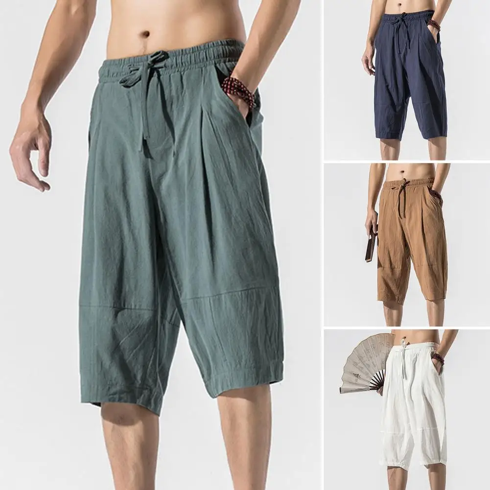 

Men Trousers Simple Men Shorts Male Loose Trendy Mid Waist Pockets Shorts