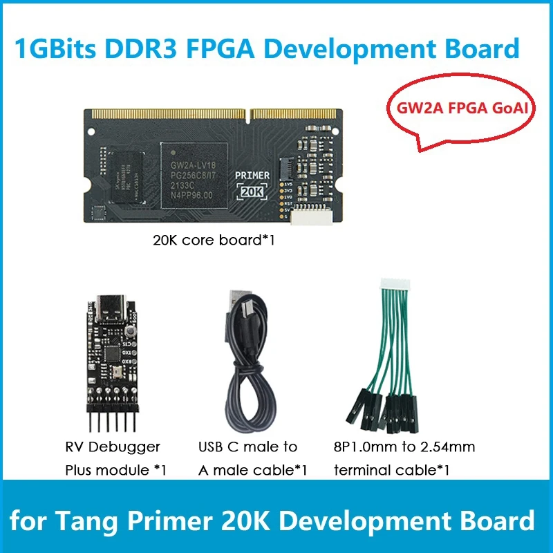 

For Sipeed Tang Primer Core Board+RV Debugger Module+USB Cable+2.54Mm Cable Kit DDR3 GW2A FPGA Goai Learning Core Board