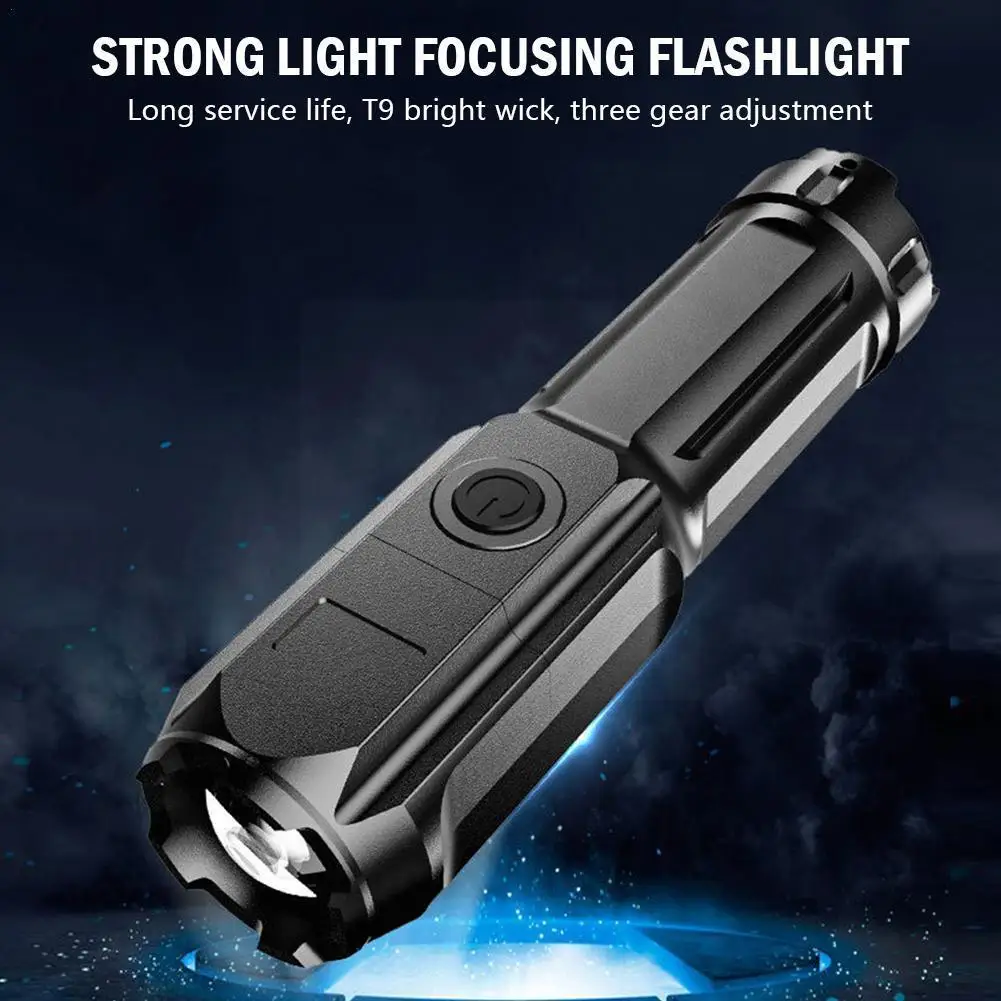 

1pc Strong Light Zoom Flashlight Rechargeable Home Camping Waterproof Multifunctional Led Trip Outdoor Flashlight Portable Z7e4