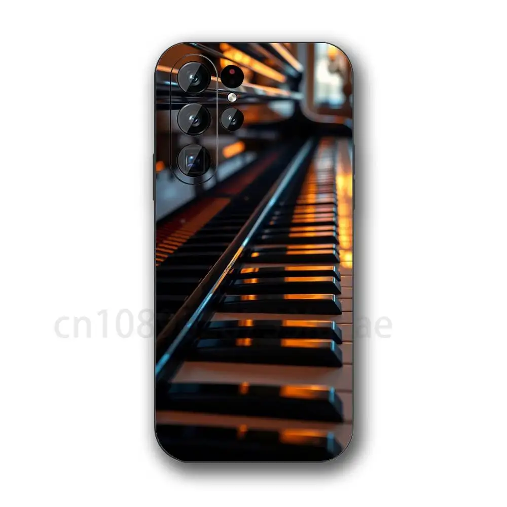 Фото Чехол для телефона Samsung Galaxy S20 S30 S21 S22 S23 S24 S25 S26 Plus Ultra с музыкальными символами и клавишами пианино, силиконовый №4
