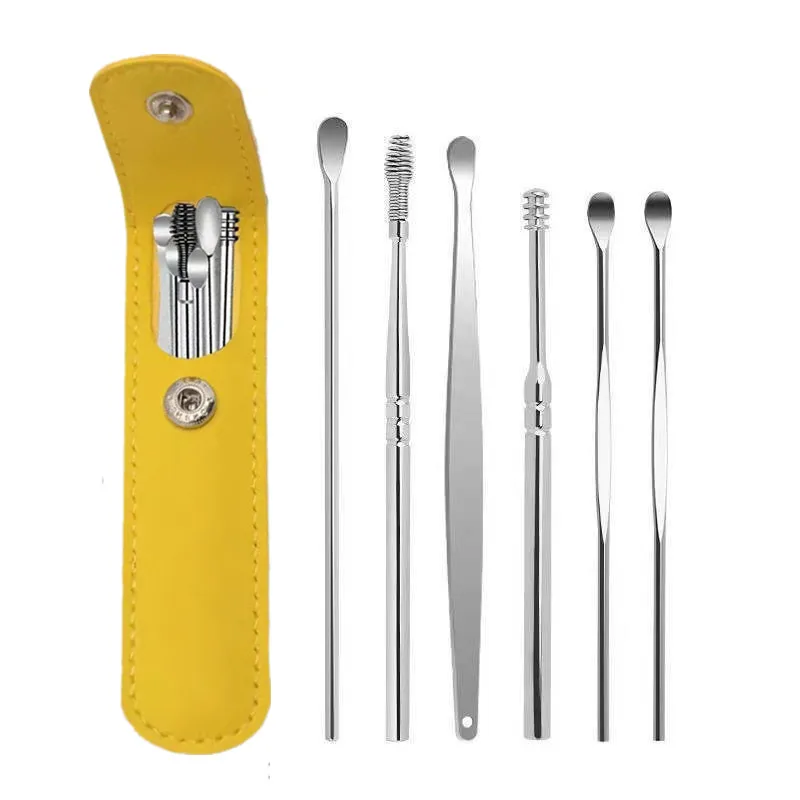 

6PCS Ear Cleaner Wax Removal Tool Earpick Stick Earwax Remover Curette Ear Pick Cleaning Tool Ear Cleanser Spoon Health Care Ear