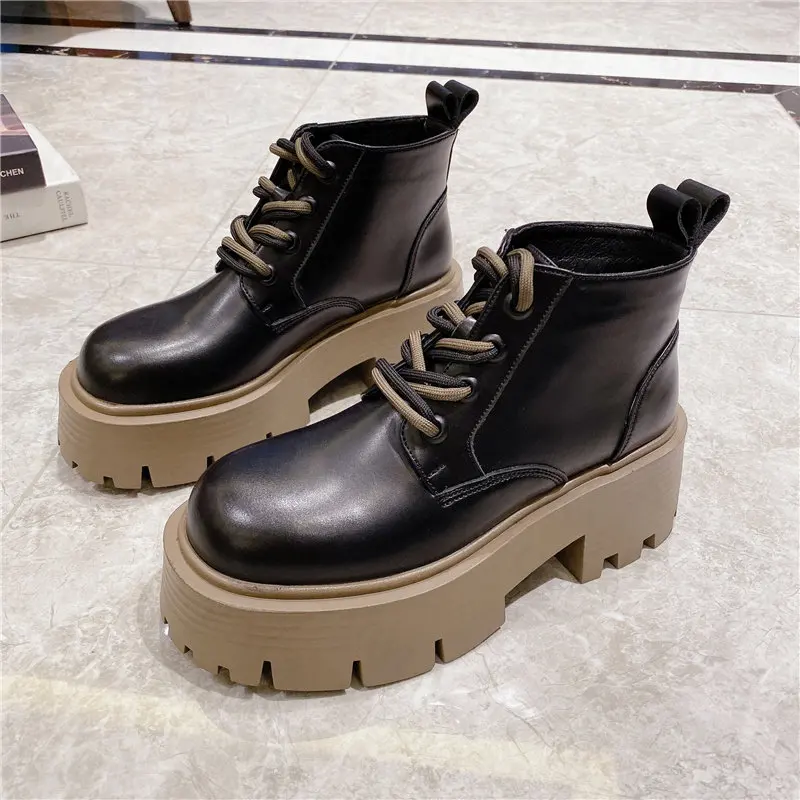 

Женские ботильоны челси на массивной платформе, зимние новые готические мотоциклетные туфли из искусственной кожи, женская повседневная с...