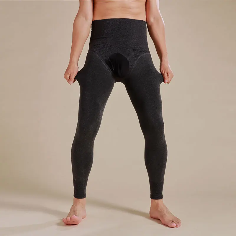 Мужские термобрюки с высокой талией антиобжимные флисовые колготки леггинсы