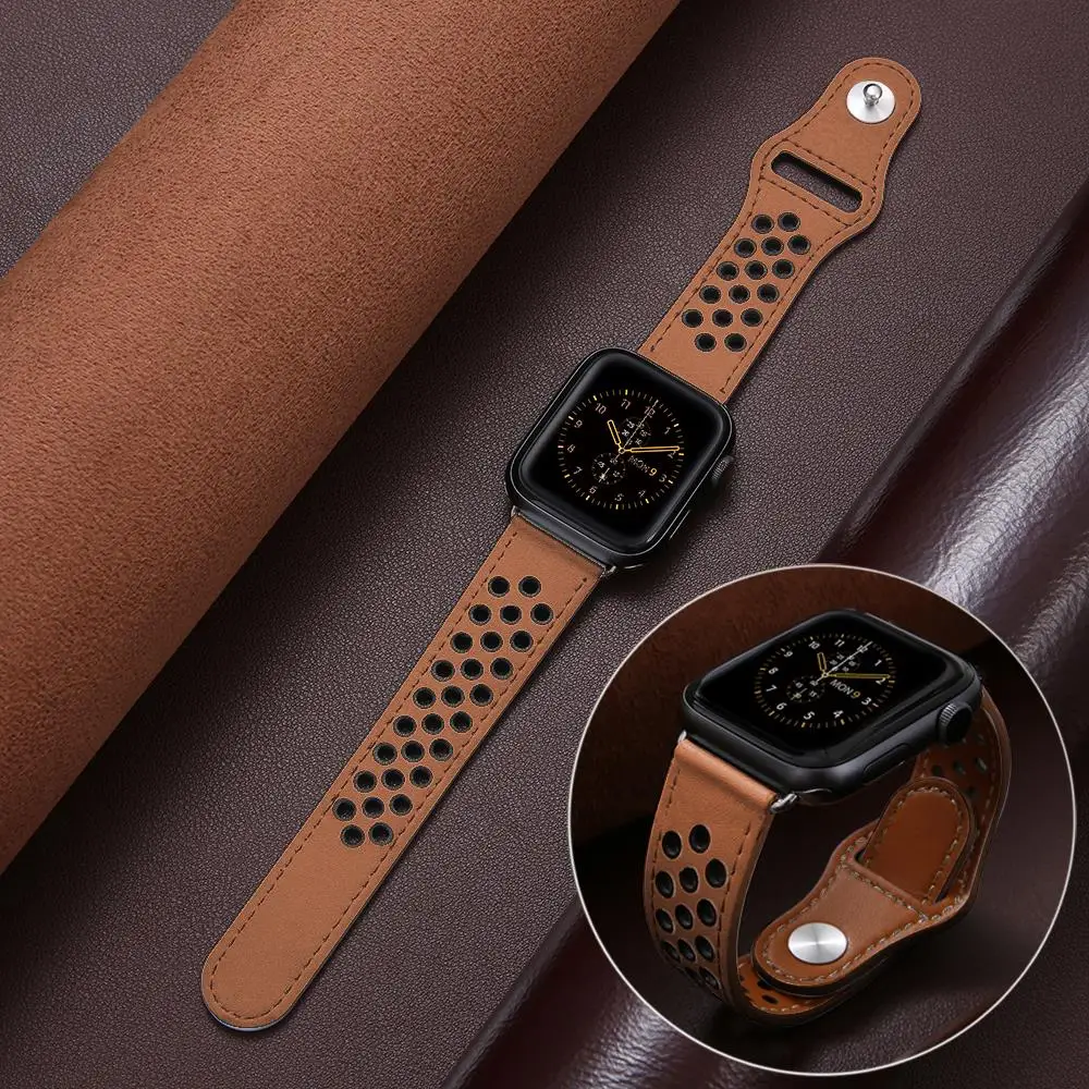 

Кожаный ремешок для Apple watch band 44 мм 40 мм 45 мм 41 мм 42 мм 38 мм 49 мм 44 45 мм, браслет для iwatch series 7 se 6 5 4 3 Ultra 8