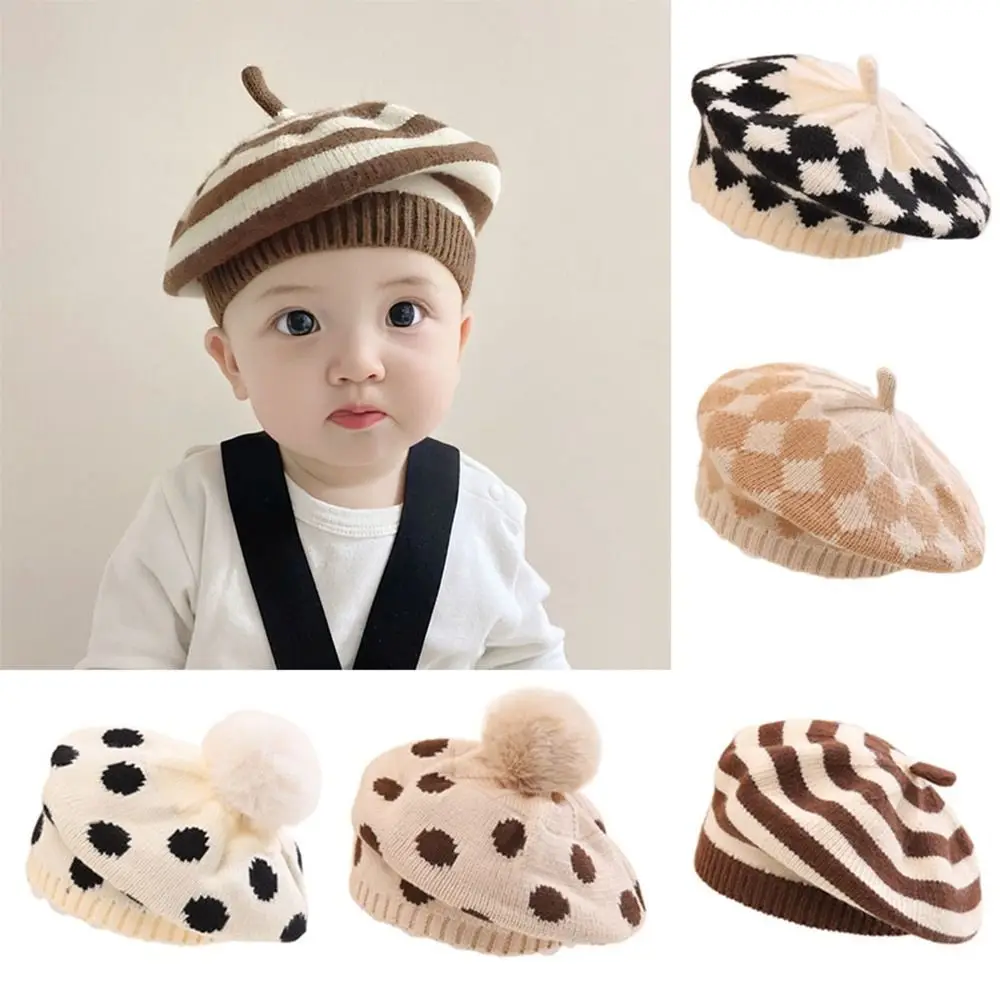 

Однотонный детский берет, шапка, Милая зимняя теплая вязаная шапка, вязаная шапка, шапка без вязки, шапки художника, детские шапки