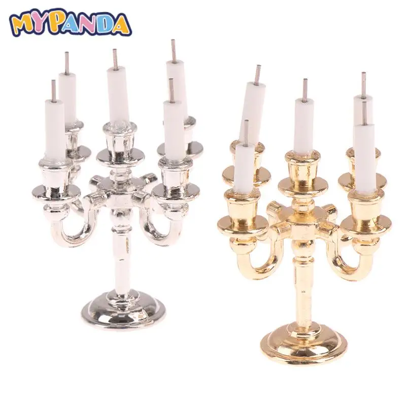 

1Set Candle Holders Toppers For Doll House Dollhouse Miniature Candles And Candlestick Birthday Party Cake