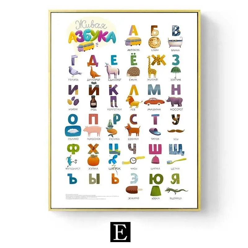 

Настенный Постер С Русским Алфавитом, Печать На Холсте С Буквами Животных