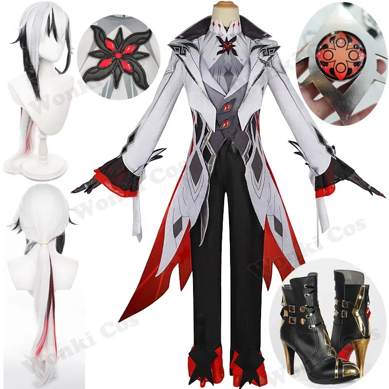 Арлекин Косплей Костюм Парик Игра Impact Fontaine Fatui Корабль Обувь Сапоги Женская