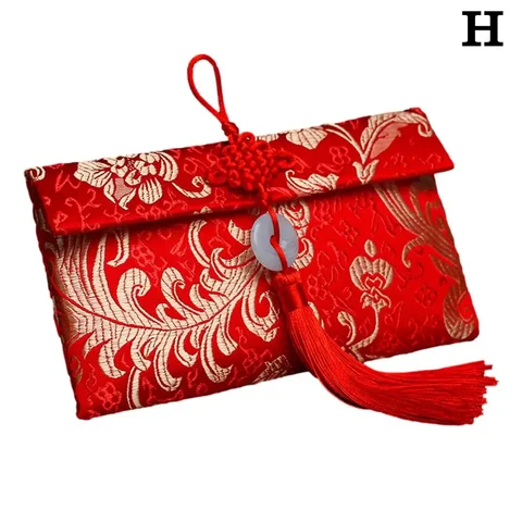Красный конверт из ткани 2024 с новым годом счастливые деньги из искусственного китайского шелка для посещения родственников красный конверт Surafce Soft K3n7