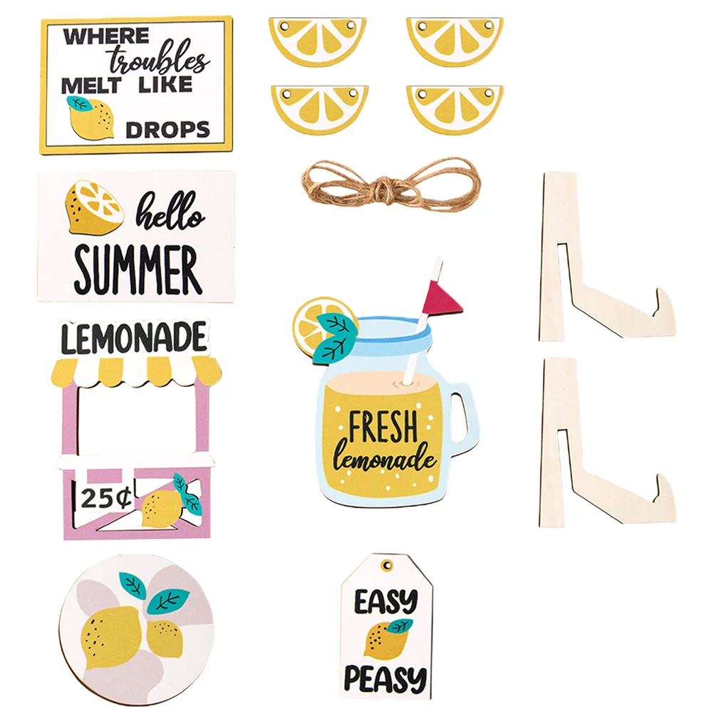 

1 Set Tiered Tray Signs Summer Lemon Style Table Wooden Sign Decorations