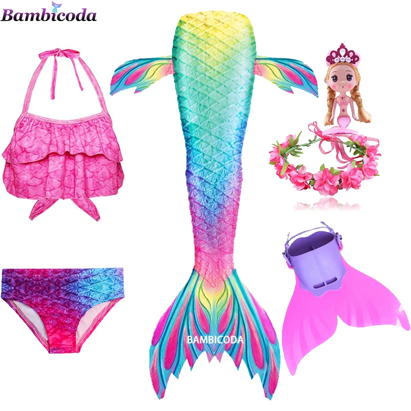 Купальный костюм для девочек с хвостом русалки комплект плавания маленькой