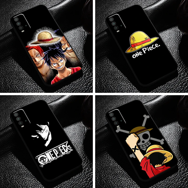 

One Piece Luffy Logo Phone Case For Xiaomi Redmi 9T Soft Carcasa Back Black Funda