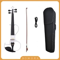 s type white studnet violin kit 44 violin electric silent violin with brazilwood bow case bridge fiddle parts accessories set