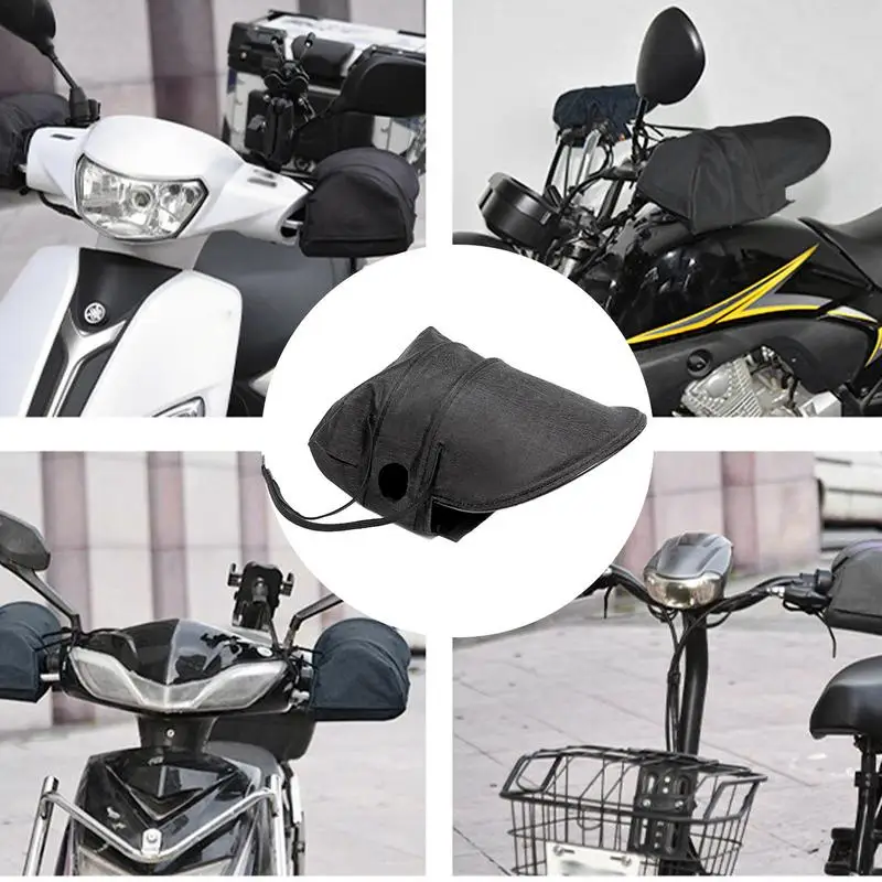 

Motorcycle Handlebar Mitts Plush Lining Waterproof PU Gloves Oxford Cloth Strict Small Hole Design Winter Thicken Warmer Gloves
